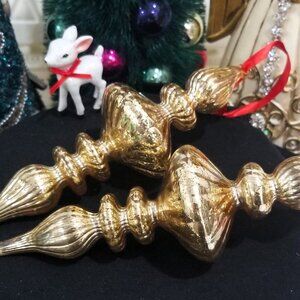 Gold Mercury Glass Finial Christmas Tree Ornaments